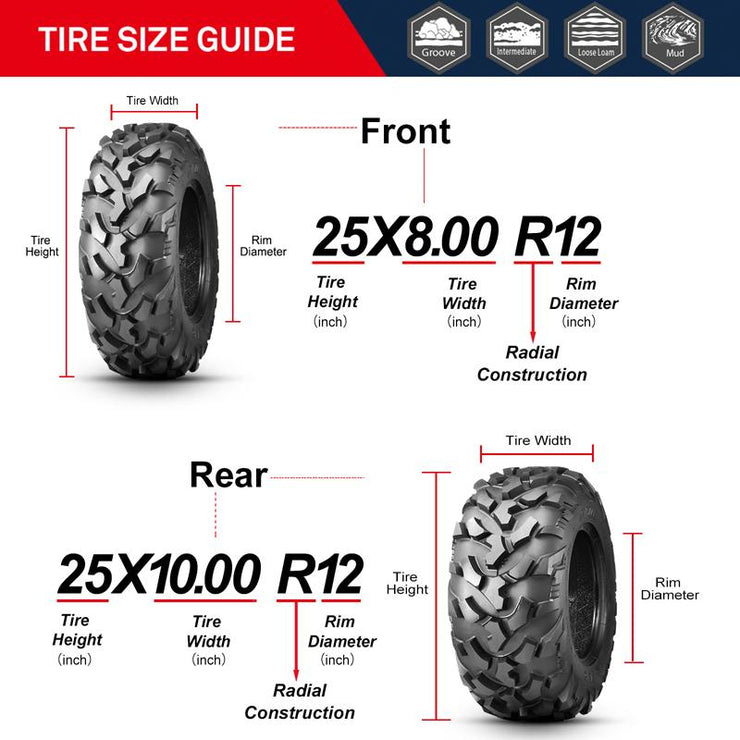 Obor Riple Tire Set 25x8R12 & 25x10R12