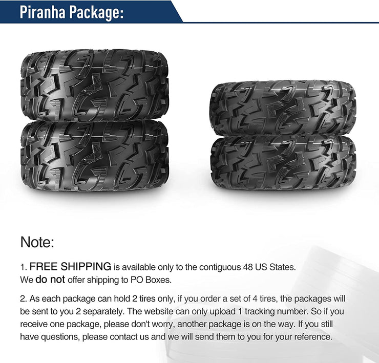 OBOR Set of 2 Piranha 6PR ATV UTV Tires GNCC Racing Tires 25x8R12, , 25x8x12